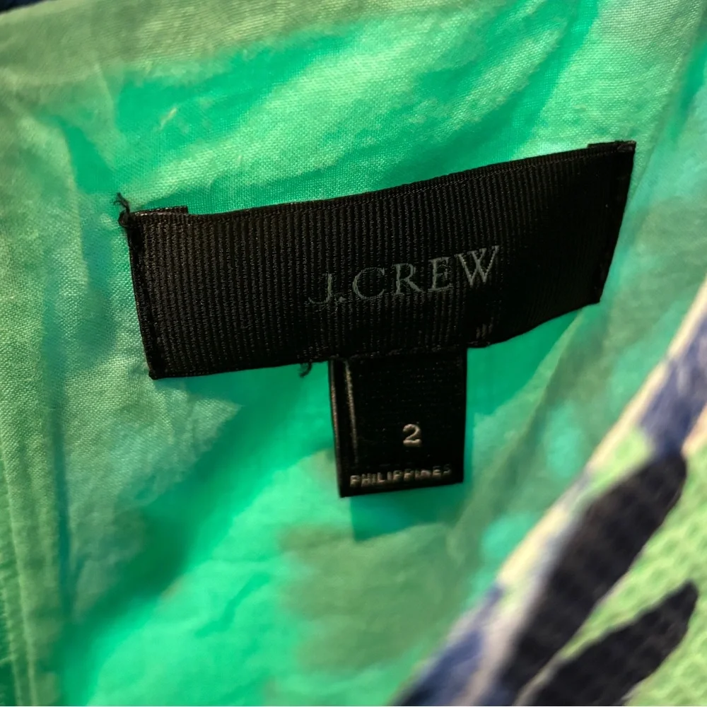 J.Crew Green Blue Floral Dress Fit and Flare Size 2